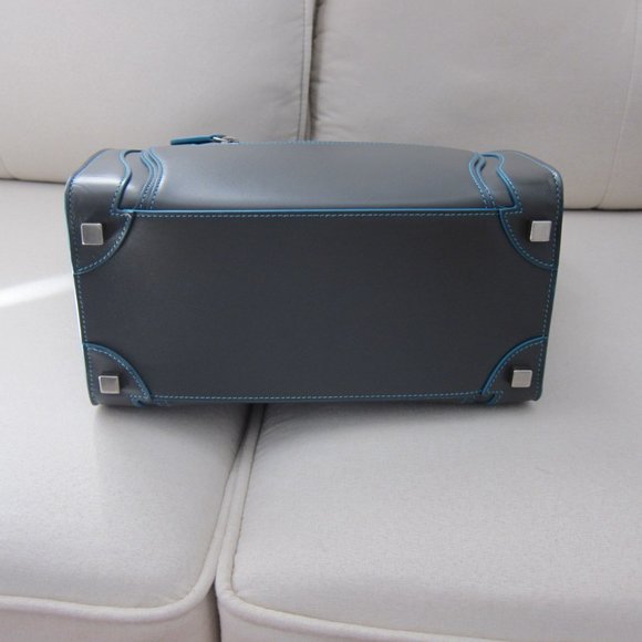 Celine Micro Luggage Tote -- Satin Debossed Calfskin Anthracite Like New - Picture 5 of 9